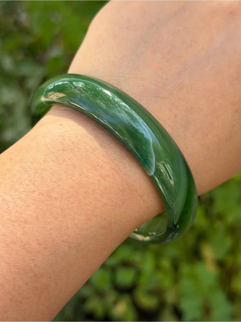66.5mm inner diameter green banded agate bangle 1750